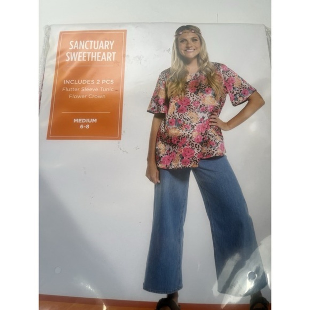 Sanctuary Sweetheart Costume Floral Hippie Tunic Flower Crown Adult M 6-8 NWT